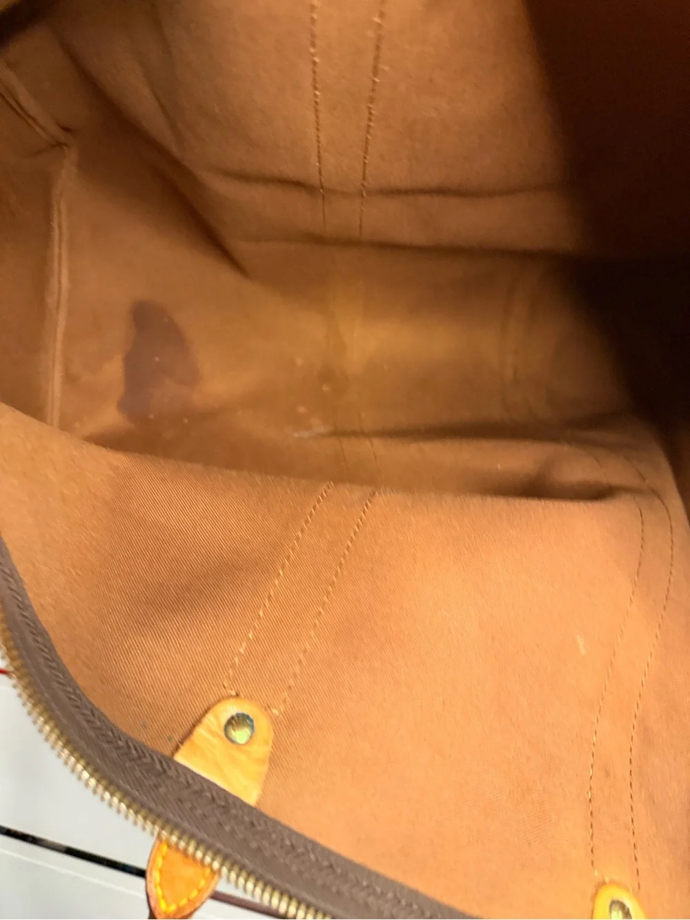 Louis Vuitton Brown Monogram Travel Duffle with Tan Leather Trim